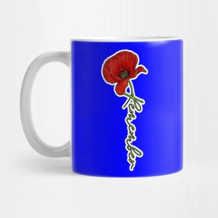 Red Poppy Flower with Memorial Text Stem Vertical Pocket Version (MD23Mrl007c) Mug